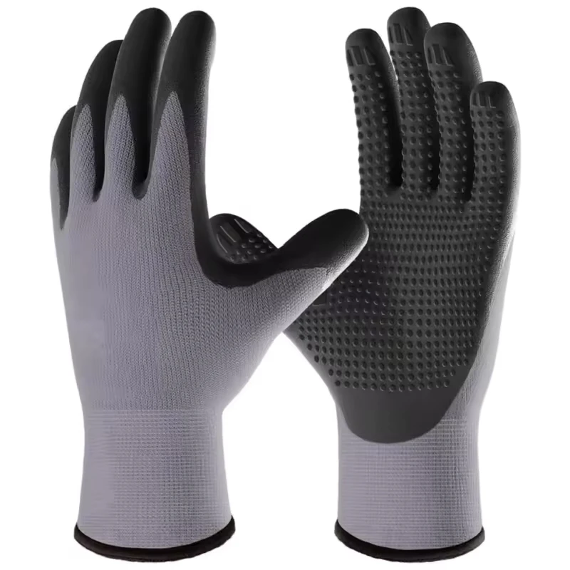 MicroFoam Nitrile Coated Work Gloves Dots Grip Seamless Knit Safety Security Gloves for Men Women Gardening Industrial Assembly