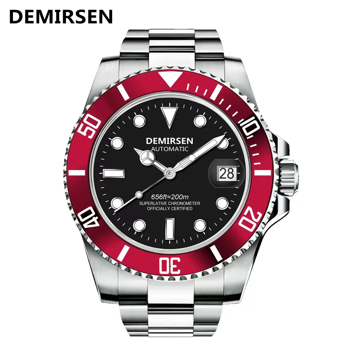 Demirsen Luxury Brand Seagull Movement Automatic Watch Business Stainless Steel Waterproof Sapphire Luminous Men Wristwatch