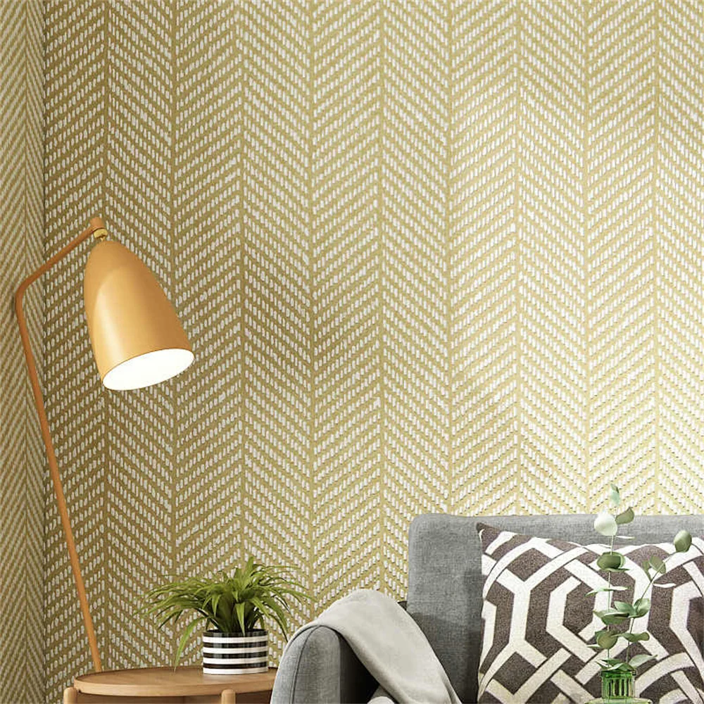 Nordic Modern Bronzing Herringbone Wallpaper Geometric Lines Bedroom Living Room Wallpaper Porch Stripe Wall Paper Minimalist