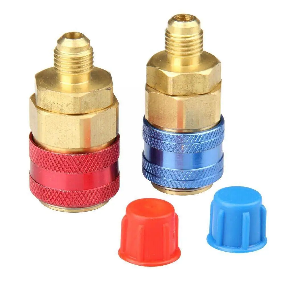 R134A Low High Auto Car Quick Coupler Connector Brass Car Adjustable Conditioning AC Gauge Air Adapters Refrigerant Manifol K7Q2