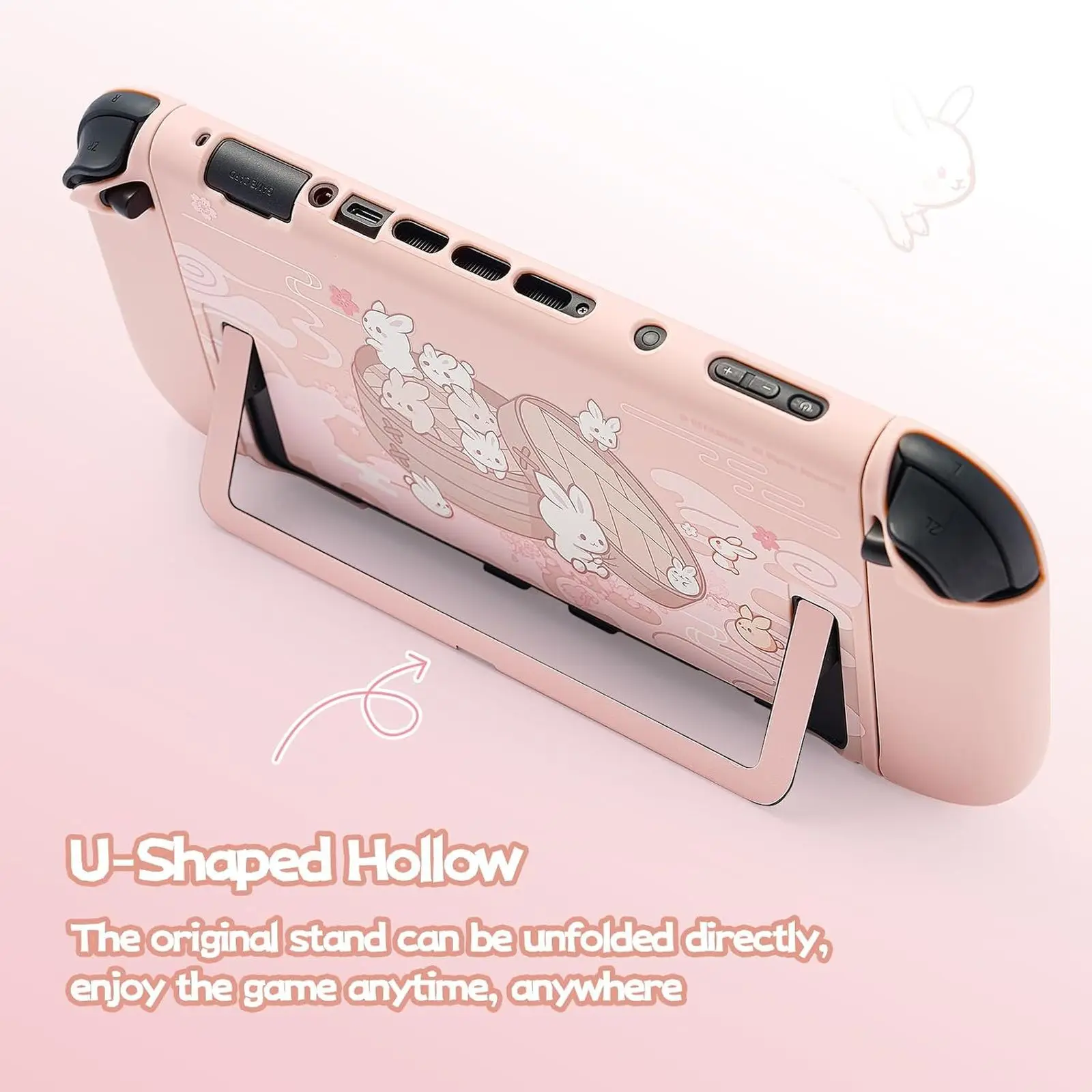 GeekShare Steamed Bun Rabbit Protective Shell kompatybilny z Switch 2, Kawaii Cartoon Dockable Case dla Switch 2 — zdjęcie produktu 3