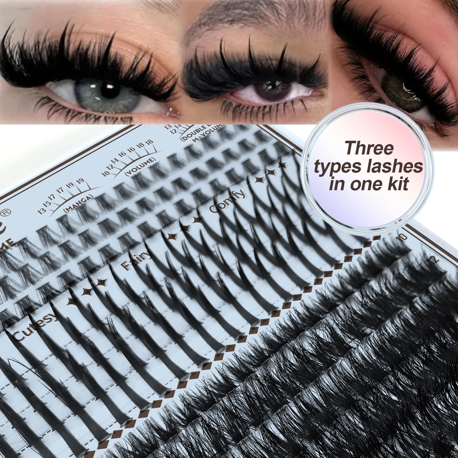 DIY Wimpernbüschel: Spiky Cluster Lashes Mix-Set, flauschige Einzelwimpernverlängerung mit unteren Wimpern für Make-up