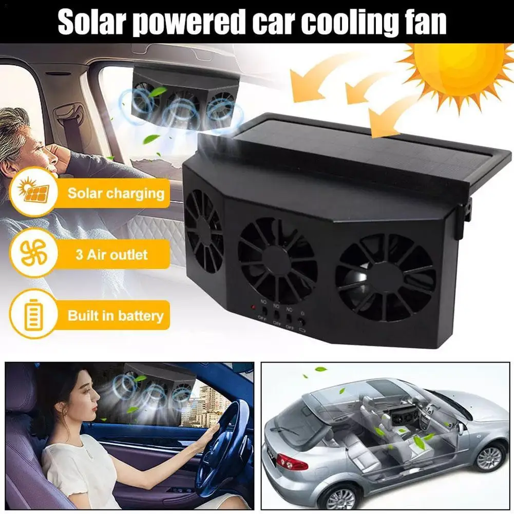 High Wind Power Car Exhaust Fan USB Rechargeable/Solar Air Circulation Ventilation Fan For Cooling Heat Dissipation Car Accessor