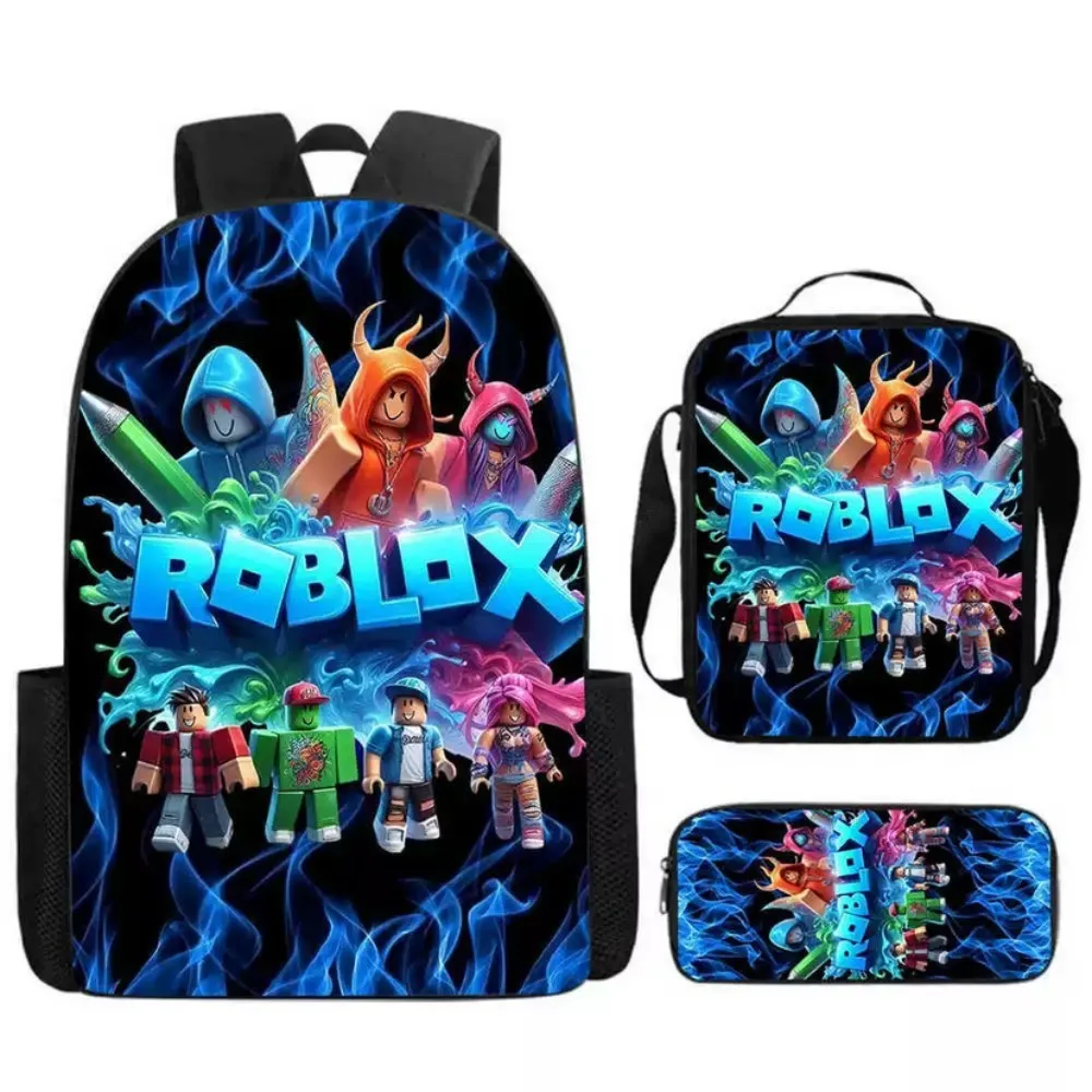 3pcs/Set Game Roblox Peripheral Cartoon Anime School Bag Lunch Bag Pencil Case Set Student Backpack Birthday Gifts