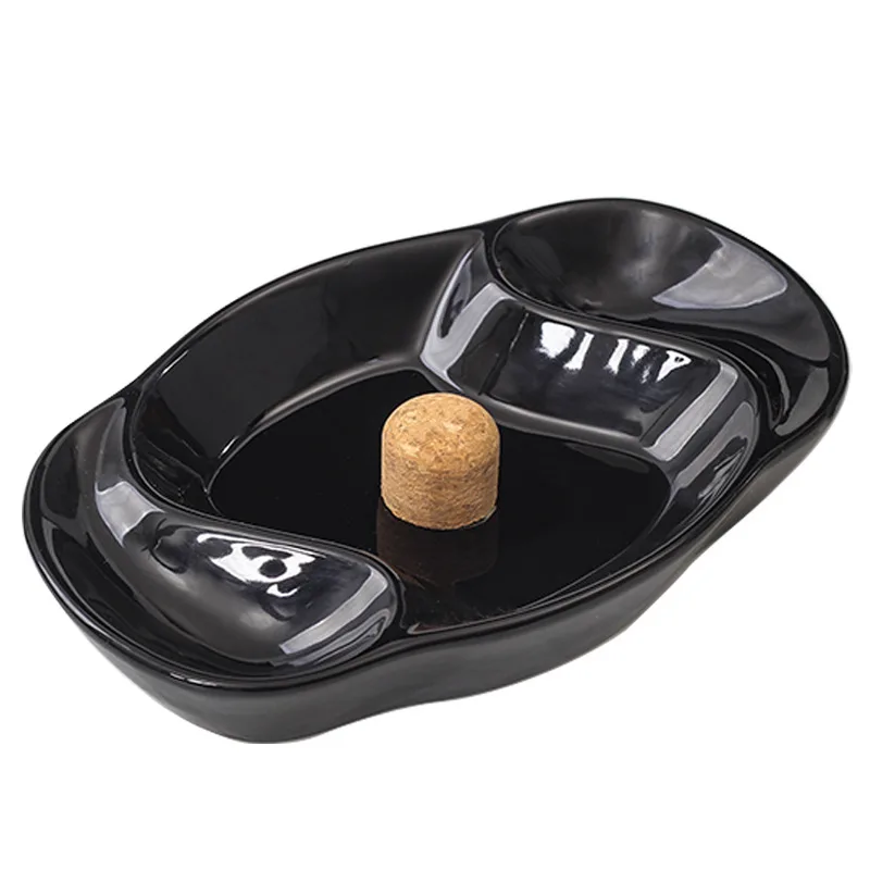 Black Ceramic Pipe Ashtray with Cork Knocker Creative Bone Holder for Home Ash Storage Tray Smoking Accessories view 6