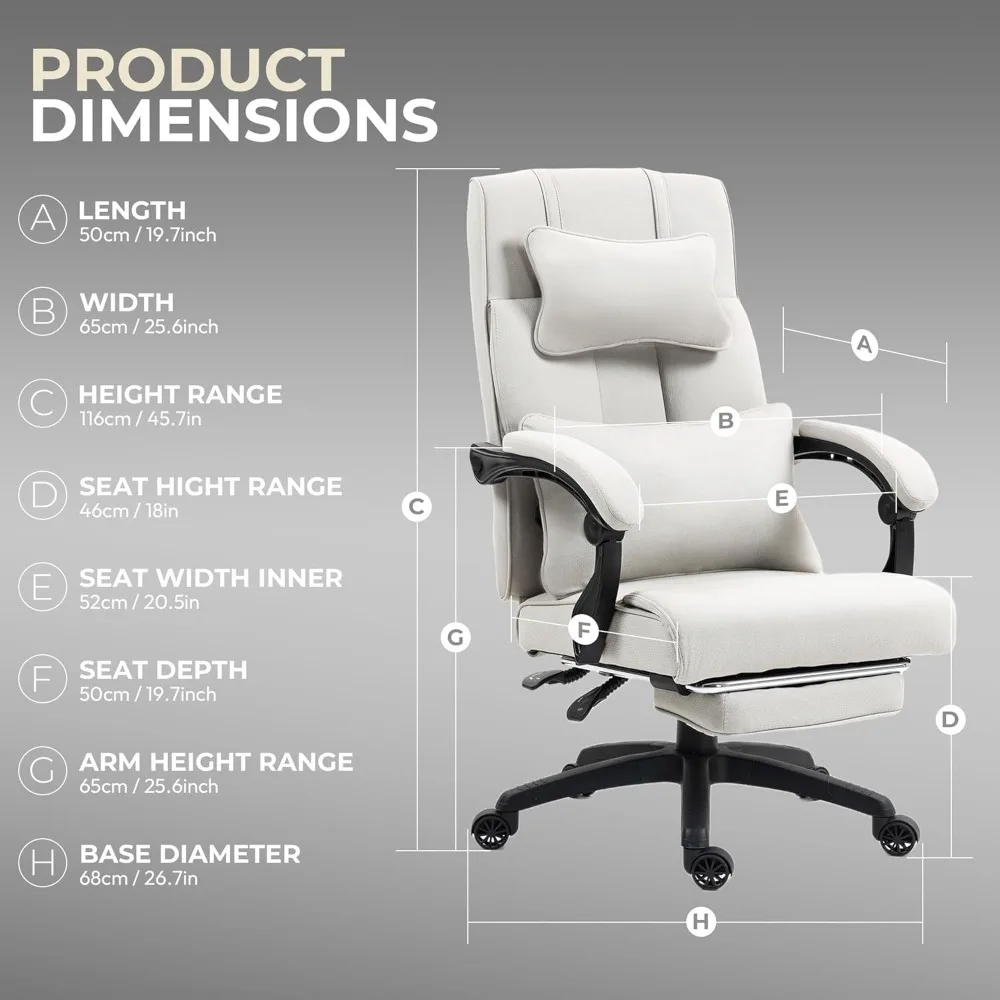 Gaming Chair with Footrest, High Back Home Office Desk Chairs Comfy, Ergonomic Swivel Reclining Gaming Chair