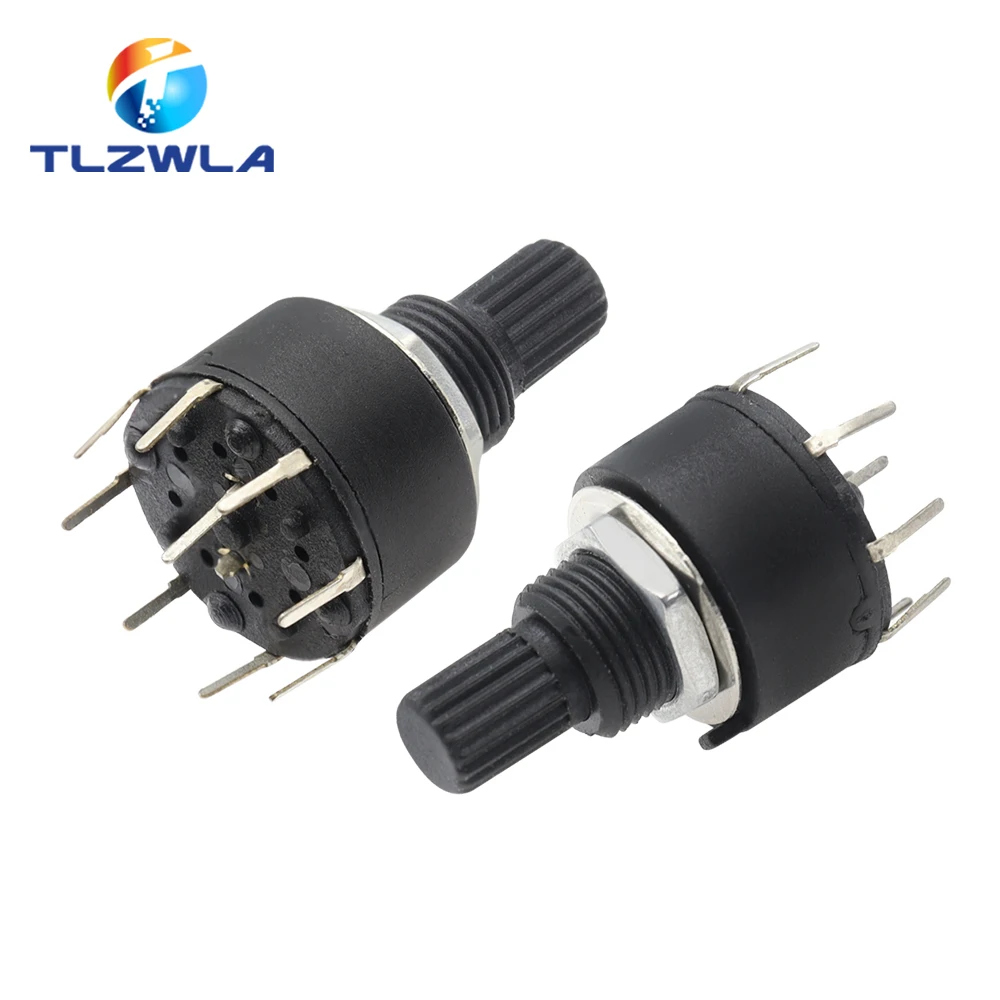 1PCS RS16 Plastic 16MM Rotary Band Switch 2 Pole 3 4 Position 1 Pole 5 6 8 Position Handle Length 15MM Axis Band Switch