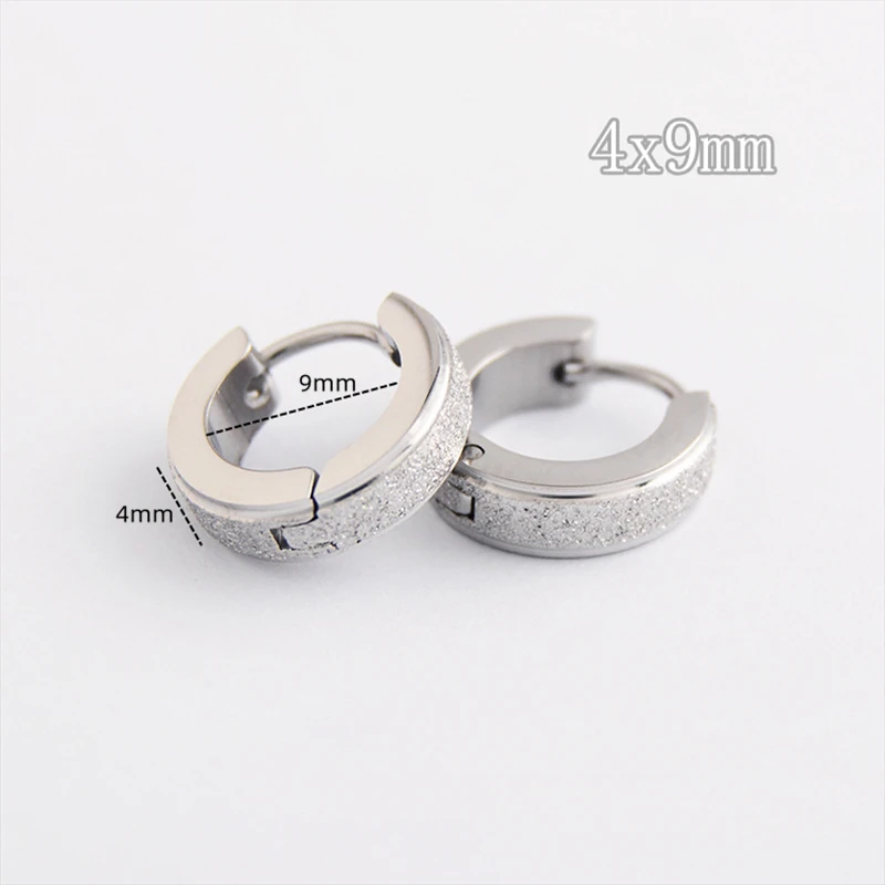 

4*9 Mm Steel-color Plated Round Trendy Brief Titanium Stainless Steel Men Earring Hoop Earrings For Women Classic Jewelry