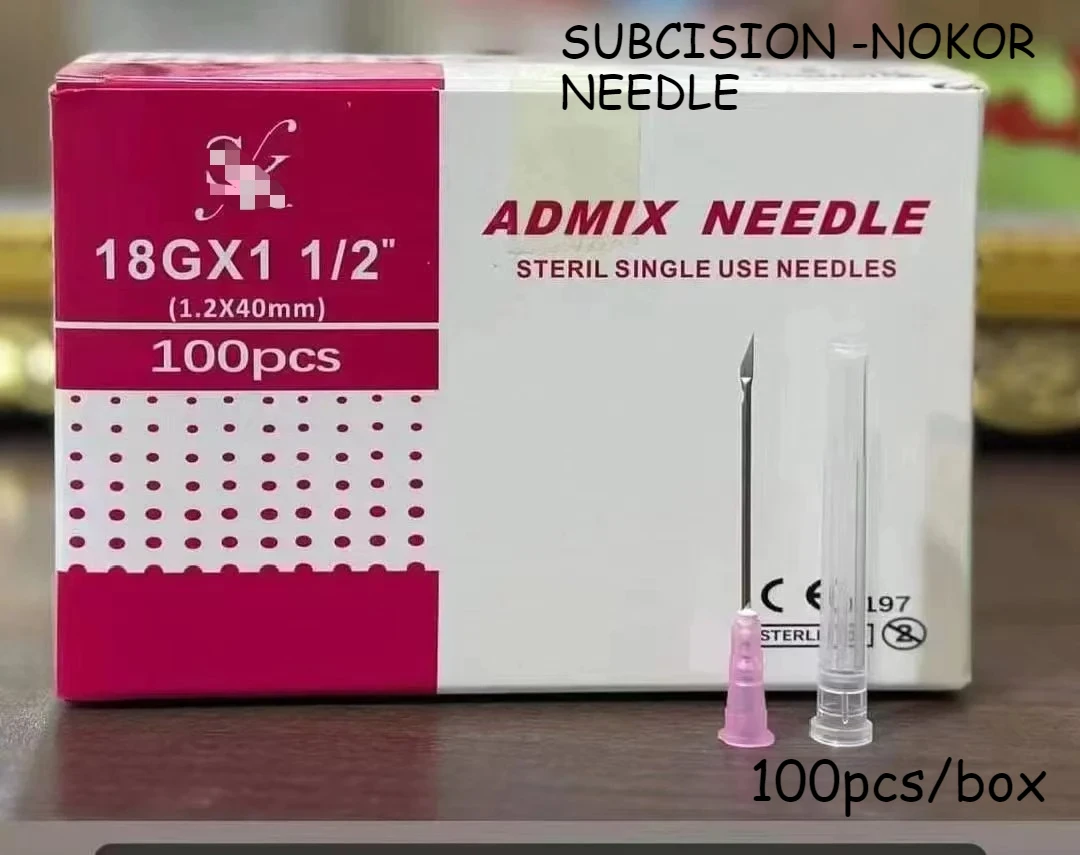 100pcs/box1.2X40mm  SUBCISION -NOKOR NEEDLE BEST QUALITY，Available in 18G Sterile pack，Single use Economy