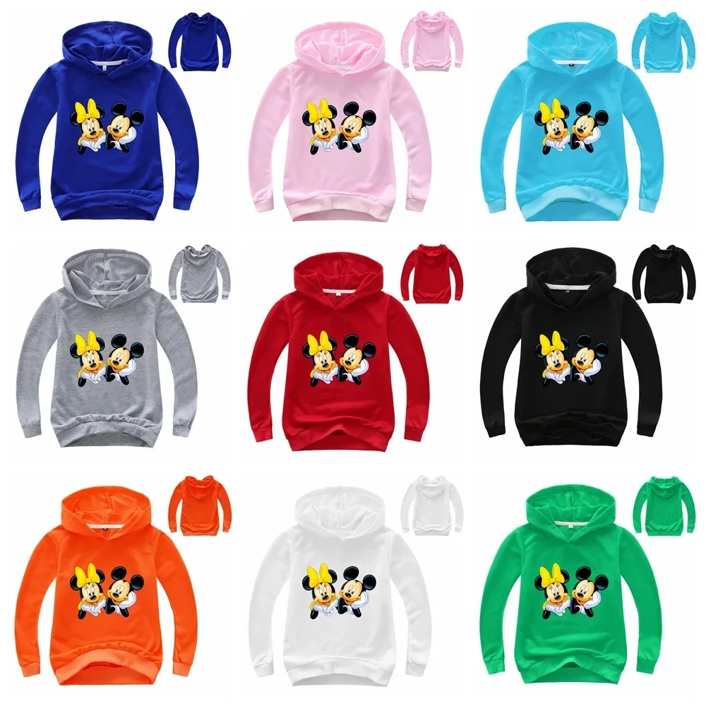 

Толстовка с капюшоном с принтом Микки и Минни Маус, одежда для мальчиков, футболка с длинными рукавами для девочек, пальто, детская одежда для детей, черный цвет