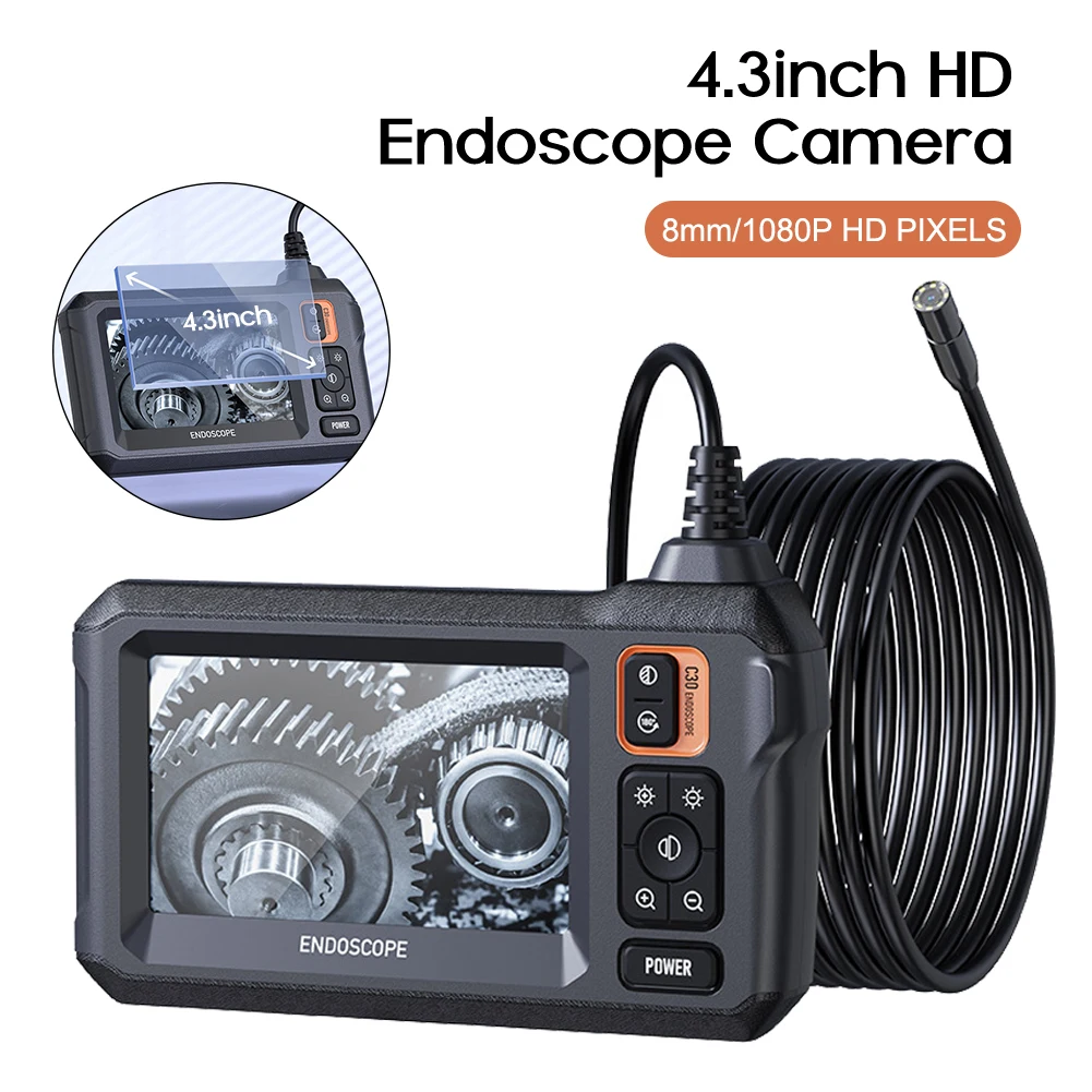 

Endoscope Camera with Light 1080P 8mm Slim Borescope 4.3-Inch Display Dimmable 8LED Inspection Camera Waterproof Snake Camera