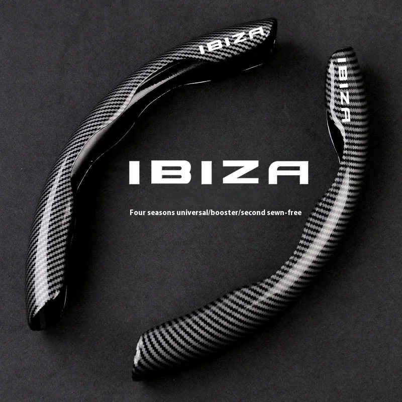Car Carbon Fiber Texture Steering Wheel Cover For Seat IBIZA 6j 6l 6f Leon Ateca Auto interior Steering Wheel Cover Accessories