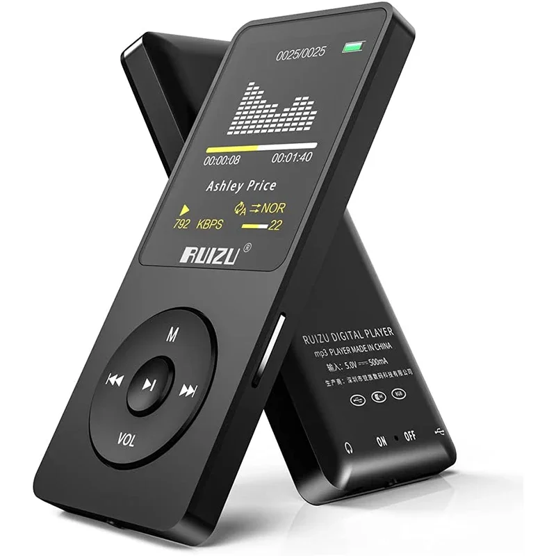 مشغل موسيقى من RUIZU X02 MP3 جهاز رياضي محمول مزود بجهاز تتبع يدعم راديو FM مقاس 1.8 بوصة مع ساعة لكتاب إلكتروني ومشغل mp3 وبلوتوث