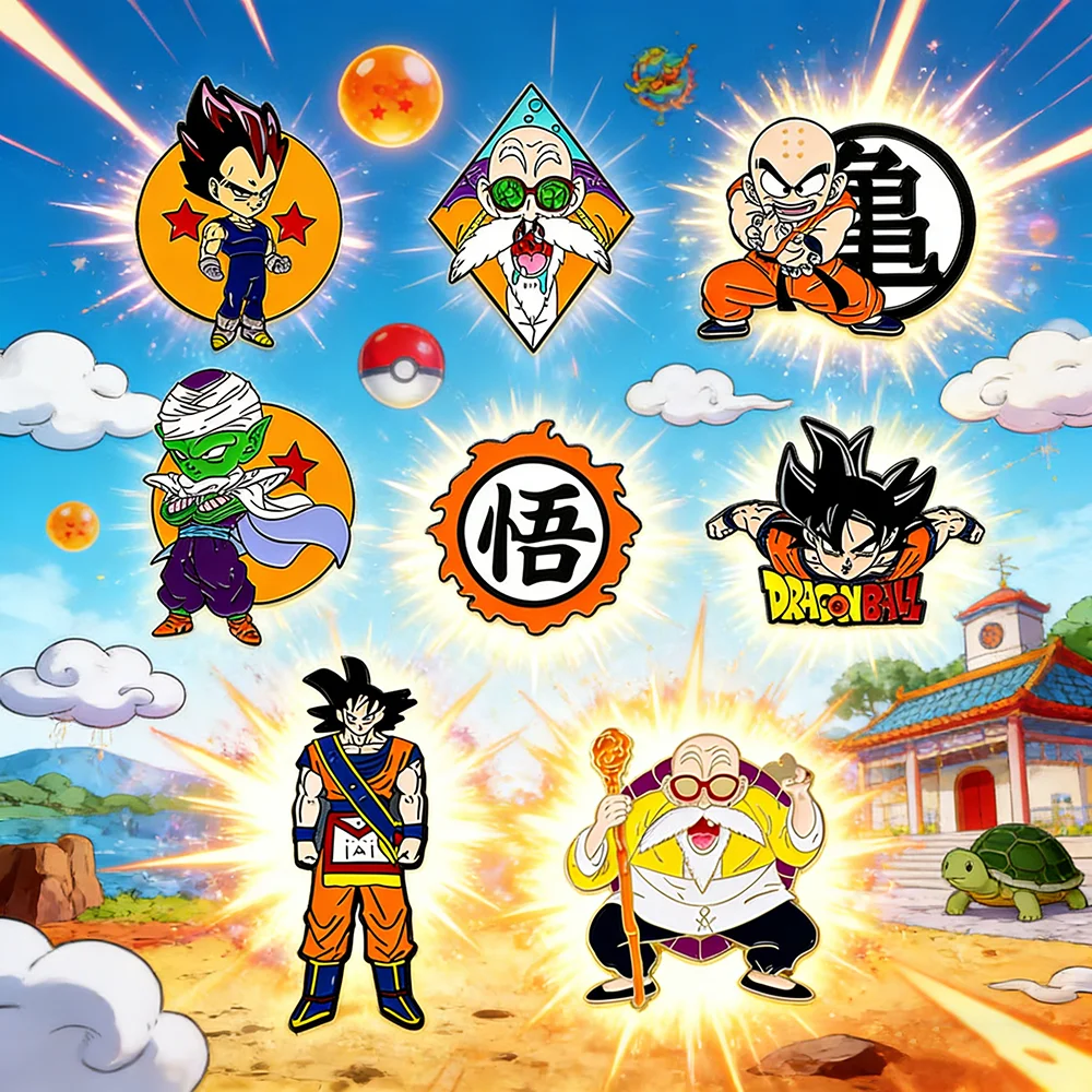8pcs Dragon Ball Anime Goku Lapel Pins Set Fashion Brooches for Men Women Clothes Backpack Badges Gifts