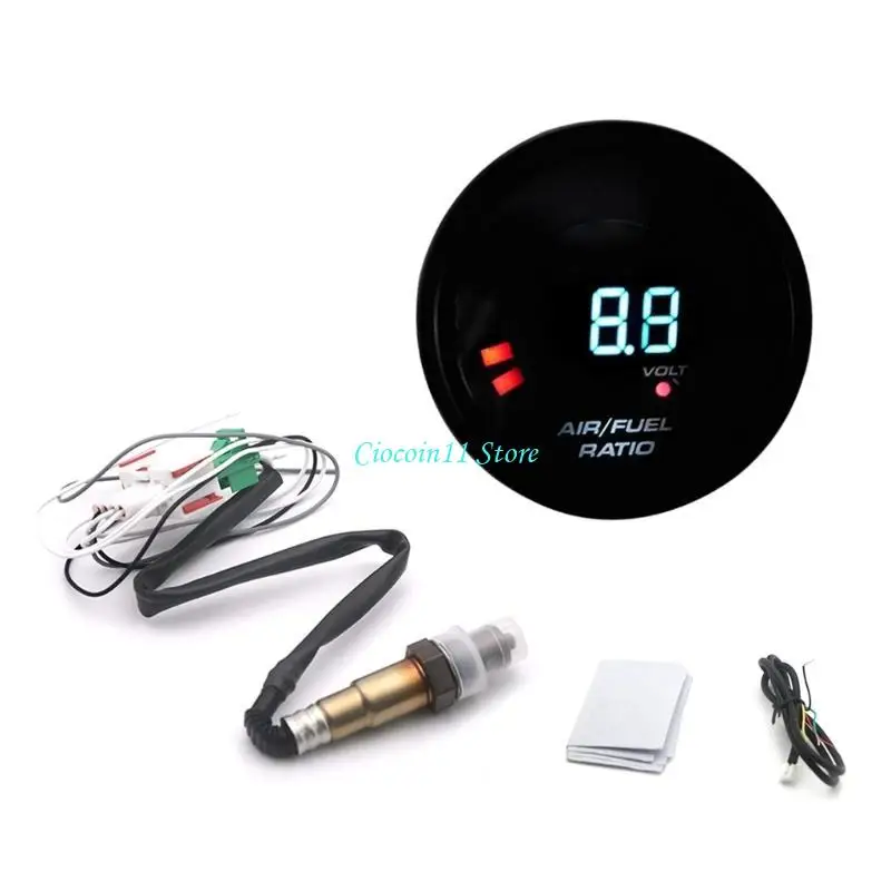 Y1UB Automotive Air Ratio Gauges Blue LED Display Round for Performances Tuning