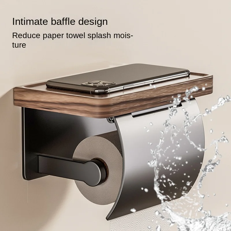 Walnut Bathroom Toilet Paper Holder Without Punching Toilet Solid Wood Tissue Box Tissue Holder Storage Rack
