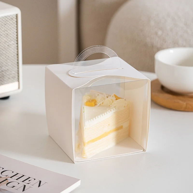Transparent Cake Packaging Box Handheld 2 Inch 3 Inch Three Inch Layered Cut Cake Box Packaging Paper for Baking And Cooking