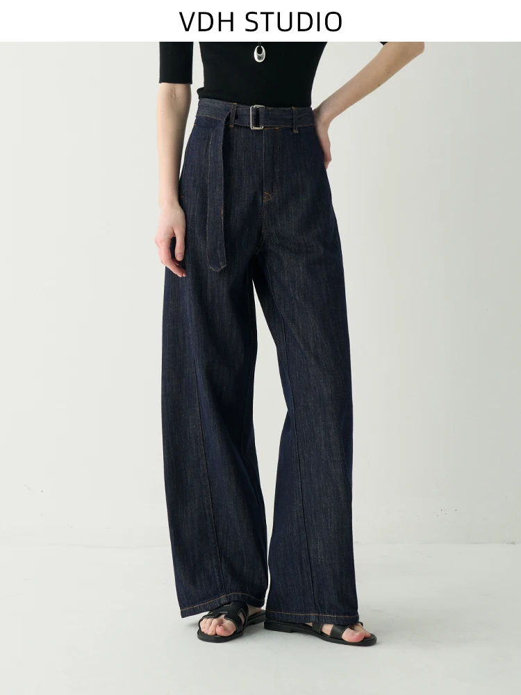 

VDH Studio High Waist Wide Leg Jeans Women's Casual Sle Spring Summer High Waist Flared Pants Stand Fit Long Trousers