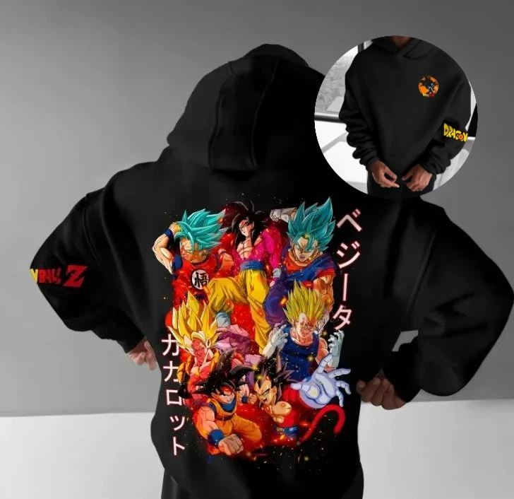 

Толстовка унисекс Dragon Ball Goku в стиле аниме, мужская и женская уличная одежда, повседневный пуловер, толстовка с графическим принтом, весна-осень Y2k