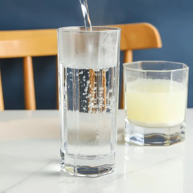 

Прозрачные чашки для газированной воды, утолщенные иностранные бокалы для вина, классические чашки для апельсинового сока, бытовые восьмиугольные стеклянные чашки для гостиной