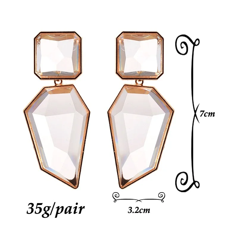 Wholesale ZA Clear and Pure Resin Drop Earrings Like Crystal Hanging Elegant Irregular Dangle Earrings Fine Jewelry for Women