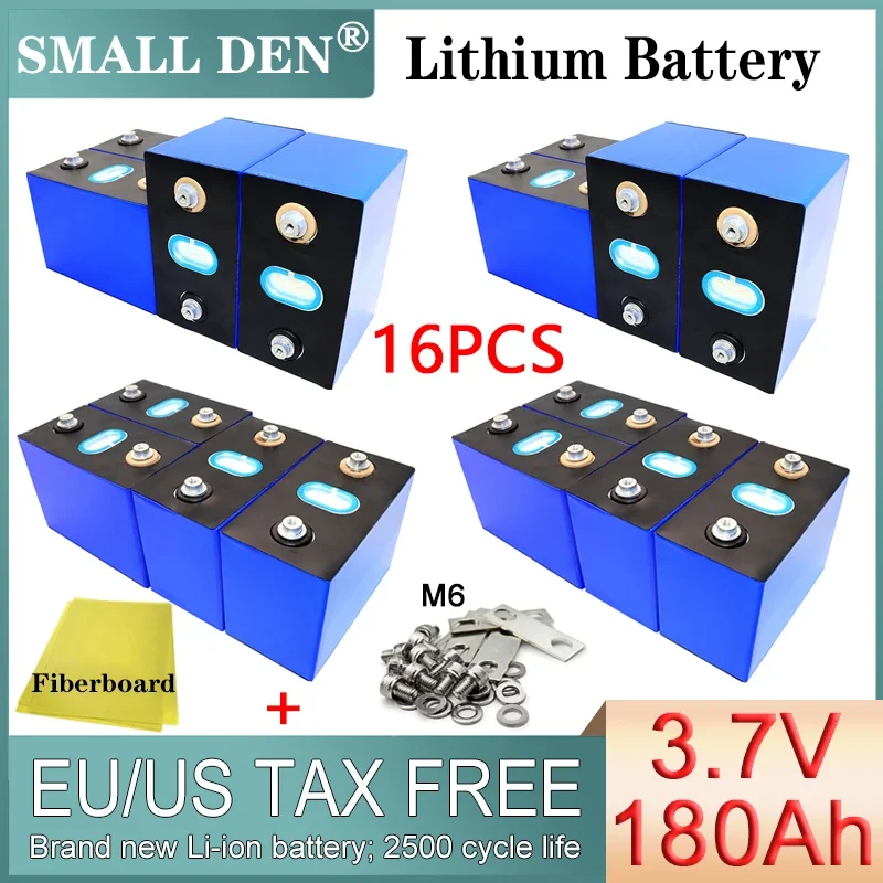 

16PCS NEW 3.7V 180Ah Lithium battery 3C High Power Rechargeable Cells DIY 12v 24v Electric car Boat RV Solar storage Golf cars