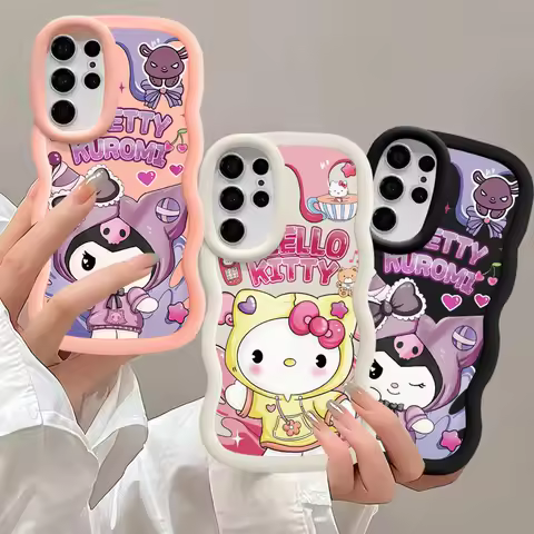 Sanrio Hello Kitty Kuromi Case for Samsung Galaxy S24 S22 Ultra S23 S21 S20 FE A23 4G A32 A33 A53 A25 A24 A54 A73 A55 5G Cover