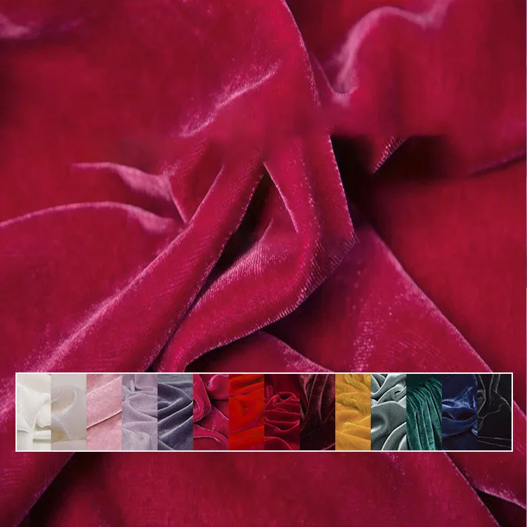 40 Momme Premium Solid Silk Velvet Blend Fabric Soft Skin Friendly Smooth Silky For Evening Gown Dress Suit Set Blazer Tailoring
