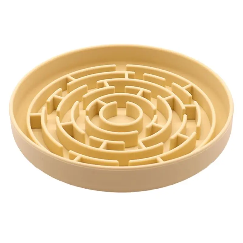 Anti-Slip Dog Bowl-Non Slip Slow Eating Pet Feeder With Suction Cups, Silicone Spill Design For Puppies Yellow