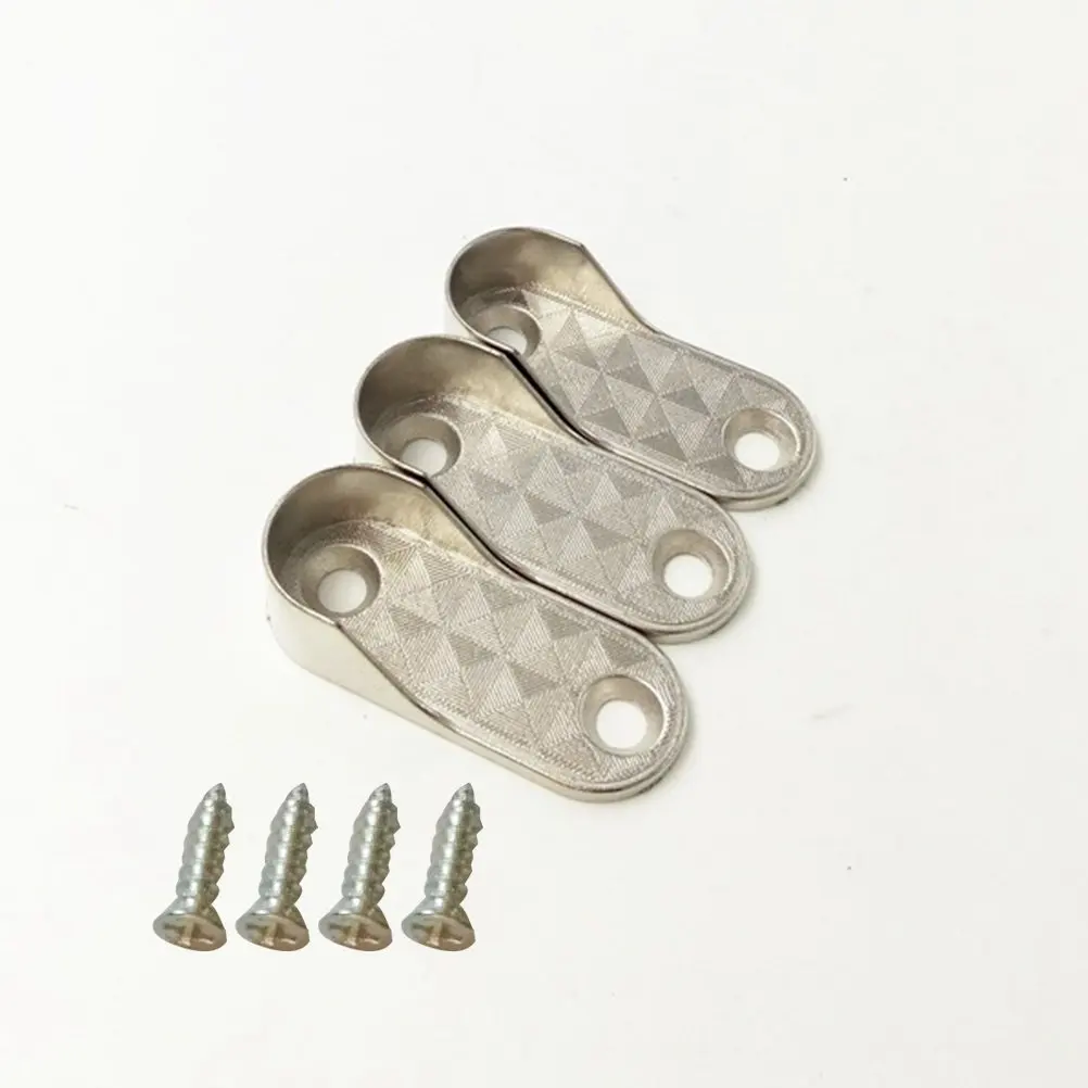 1 Set Oval Closet Rod End Supports Furniture Wardrobe Tube Support Bracket Clothes Hanging Rod Holder (with 4Pcs Screws)
