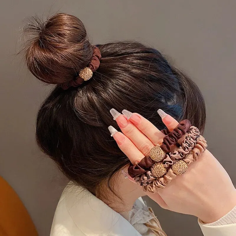 4Pcs/Lot Girl Hair Band Accessories Fashion Large Hair Ties Solid Color Elastic Scrunchies For Women Ponytail Hairstyle