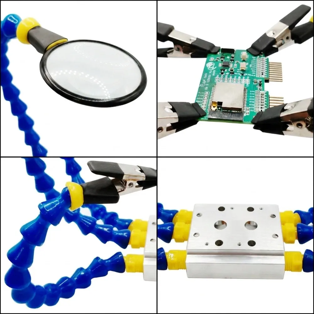 Helping Hands Soldering- Station 4-5X Magnifying Glass With Auxiliary Clips Welding Repair Tool With Flexible Arms