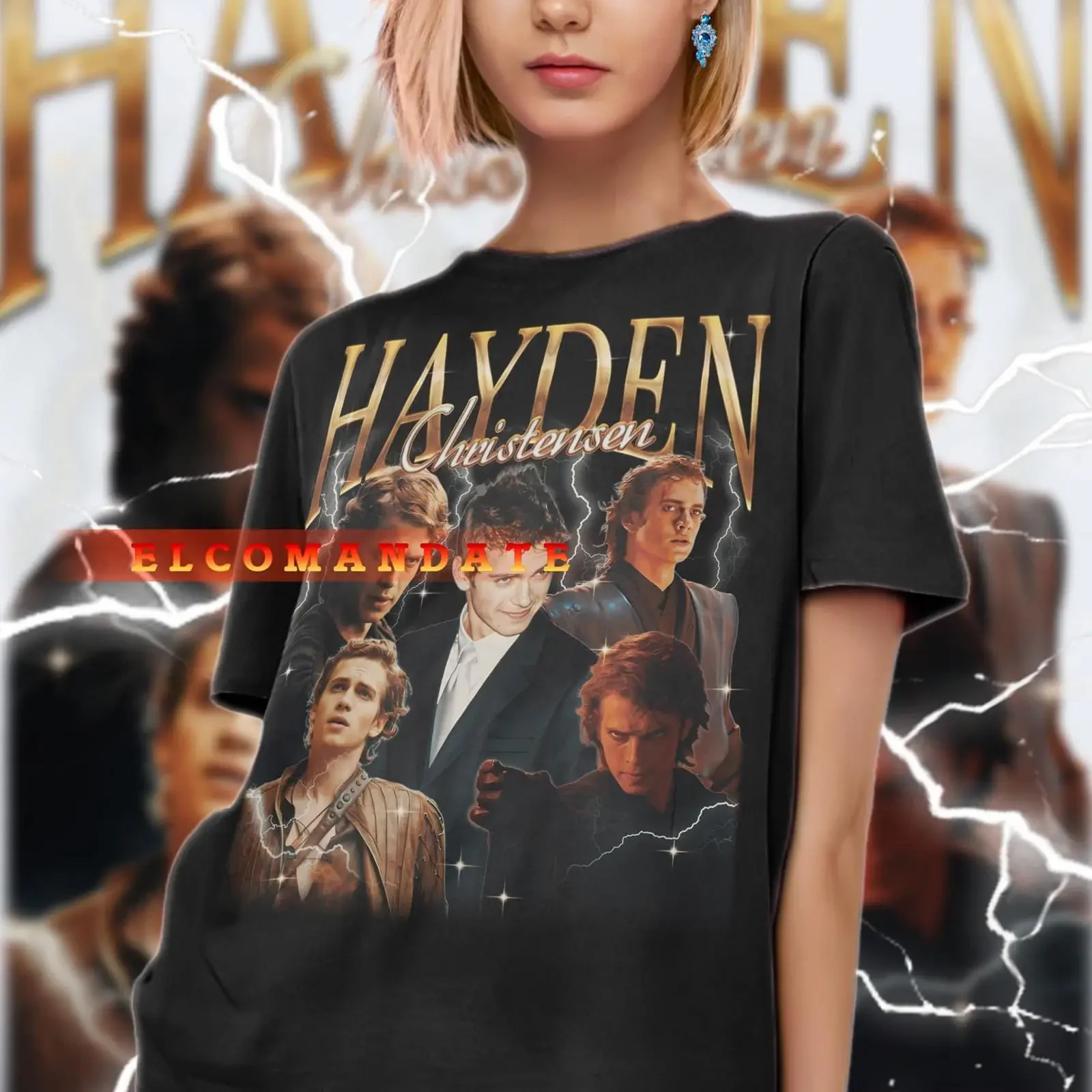 HAYDEN CHRISTENSEN T Shirt Vintage Retro 90s Bootleg vintage Washed Top For Everyday Wear Slightly Unisex Breathable Soft