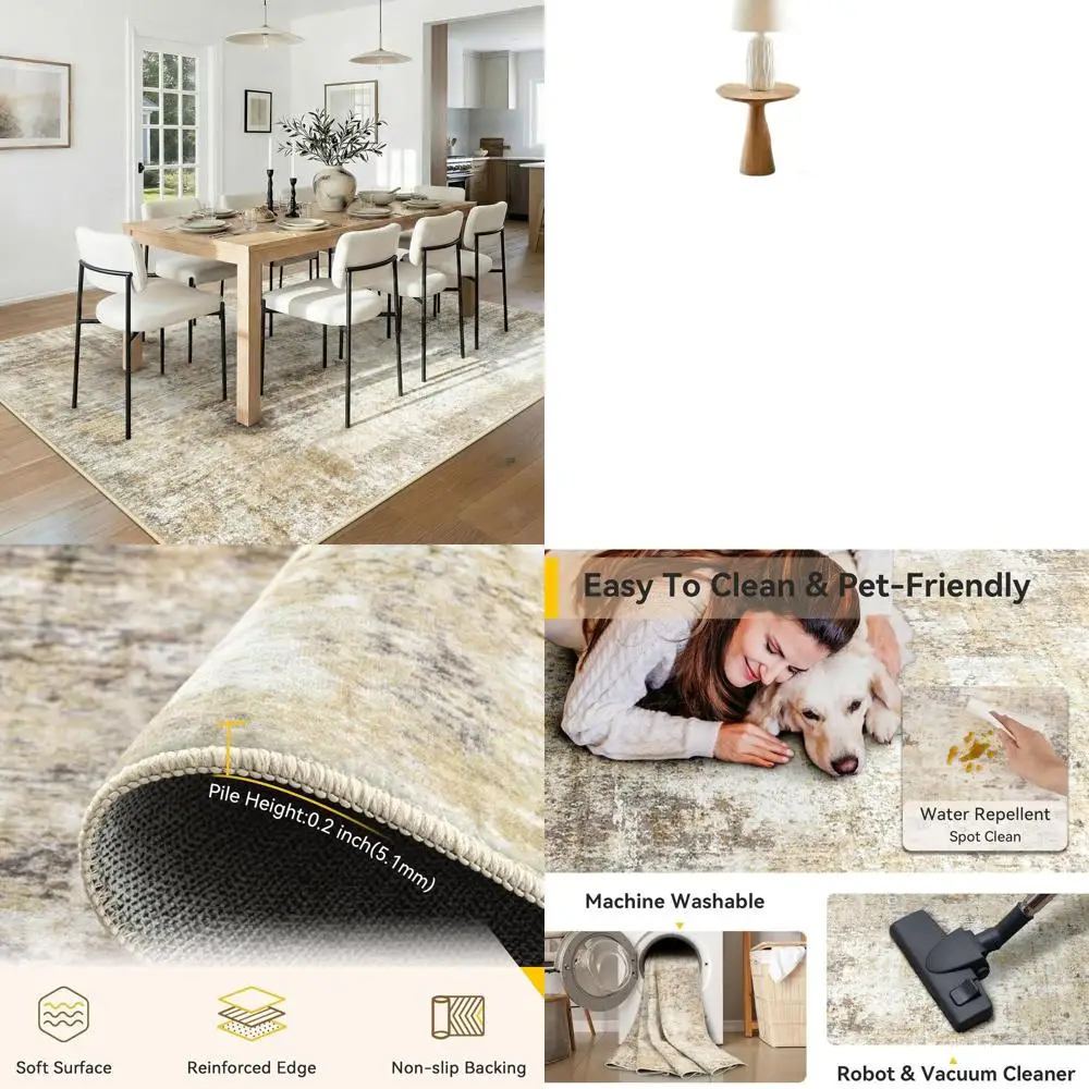 

Моющиеся ковры 6'x9' с нескользящим покрытием, современный абстрактный дизайн, мягкие, для гостиной, прихожей, спальни, детской, с принтованным узором, нейтральный коричневый оттенок.