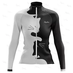 Raphce long-sleeved road bike cat pattern cycling jersey summer quick-drying breathable slim cycling long-sleeved cycling jersey