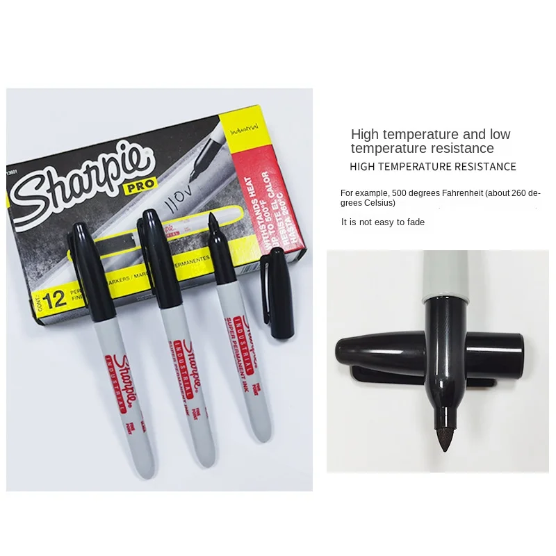 Sharpie 13601-rotulador permanente de punta fina Industrial, resistente en condiciones extremas, marcadores de tinta negra, 1mm, 2 unidades por lote