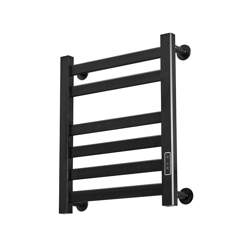 

High Quality Accessories Aluminum Black Warmer Wall Mounted Radiator Dryer Electric Electric Heated Towel Rack For Bathroom