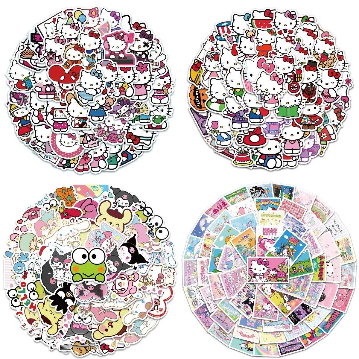 Sanrio-pegatinas de Hello Kitty para niños y niñas, calcomanías Kawaii Kuromi impermeables, DIY, para ordenador portátil, teléfono, diario, bonitas