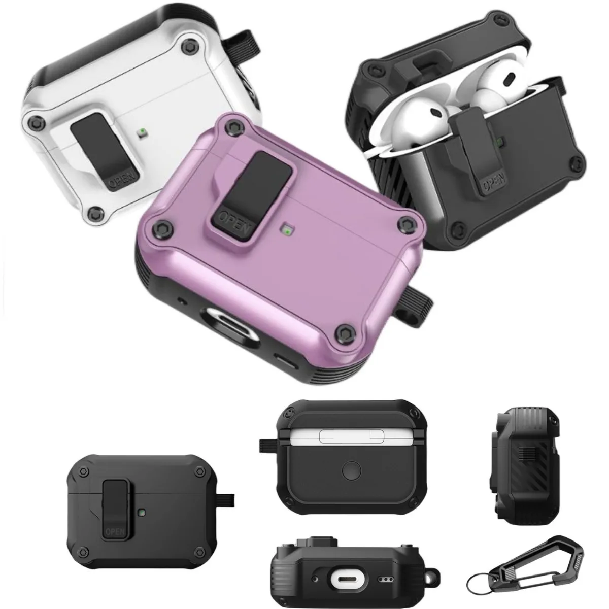 حافظة قفل أمان مقاومة للصدمات لأجهزة AirPods 4 4th Pro 2 2nd USB-C 2022 2023 غطاء حماية الجيل Funda مع خطاف جديد