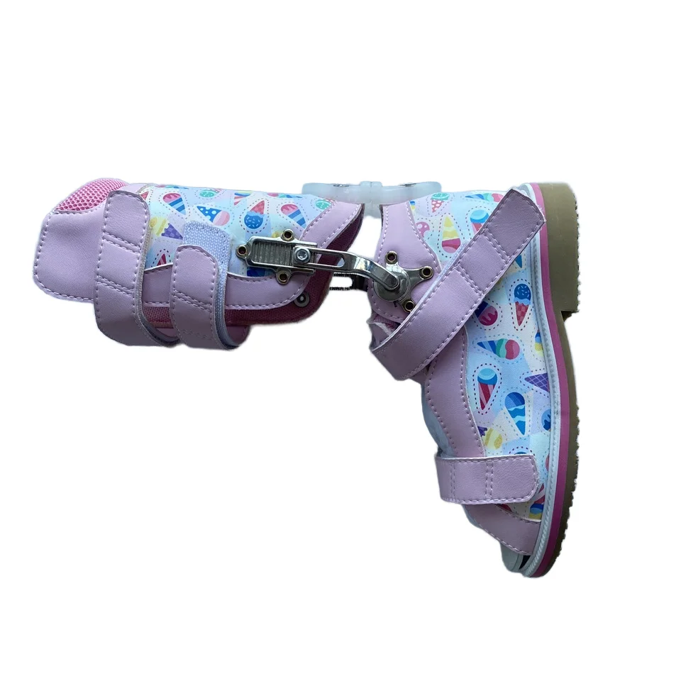Orthopedic High Ankle Leather Sandals For Children Non-Slip Flat Feet Correction Shoes With Orthotics For Hemiplegia