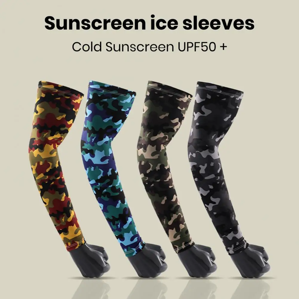

1 Pair Sun Protection Sleeves Spandex Breathable UV-proof Cycling Golf Cooling Sleeves Men Summer Outdoor Arm Protectors