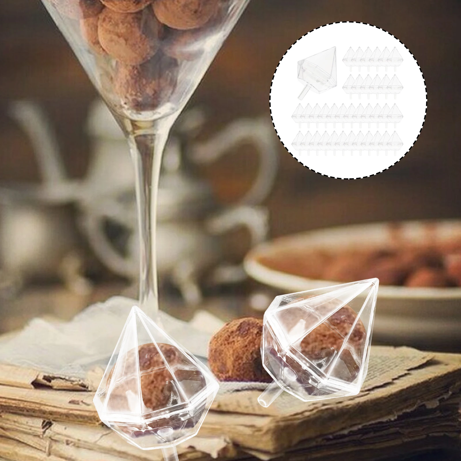 

80 Pcs Transparent Flower Cup Chocolate Bouquet Supplies Wrappers Holders Clear Baking Molds