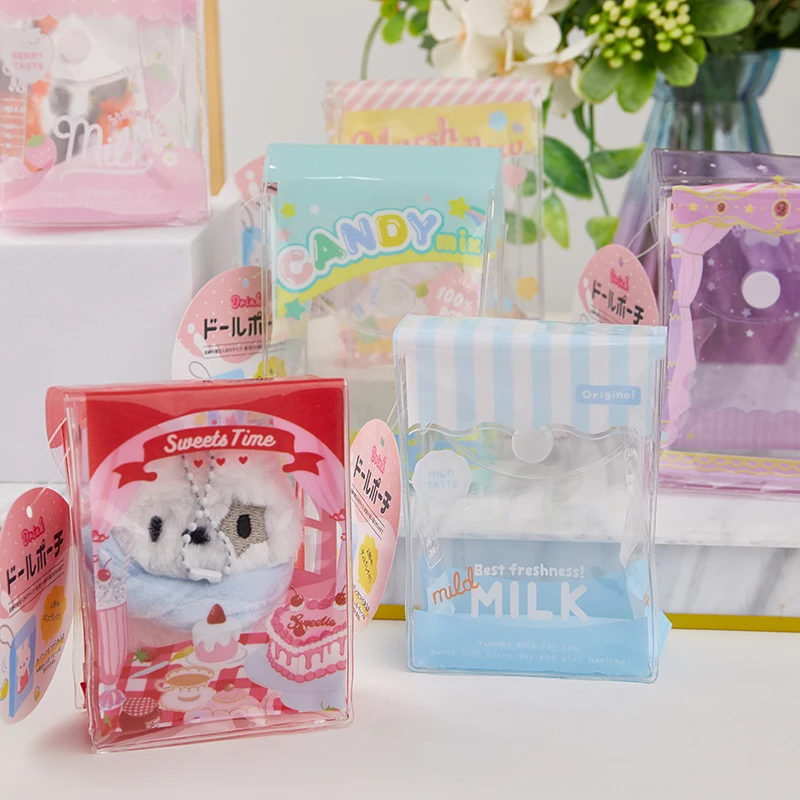 Cute Mini Plush Toy Storage Bag Kawaii Doll PVC Transparent Display Bag Color Goody Bag Portable Kids Toys Gift For Girls