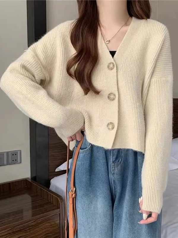

Early Autumn 2025 New Sle Small Fraance Wind Knitted Sweater Open Cardigan Loose V-ne Top for Women Casual Loose Fit