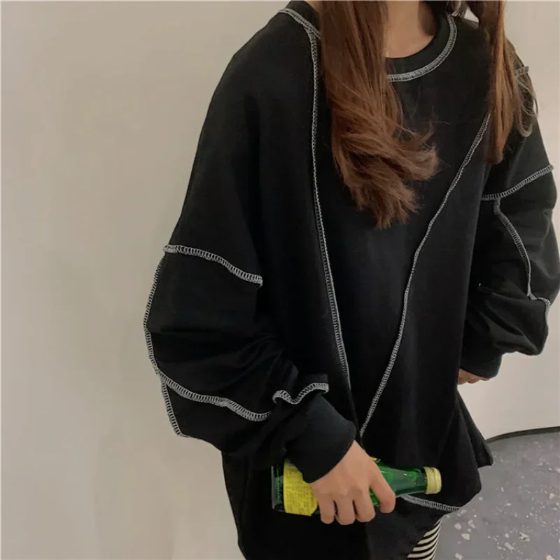 Spring Autumn Korean Round Neck Women's Hoodie Sweatshirt Japan Fashion Harajuku Loose Casual Pullover Y2k Streetwear Women