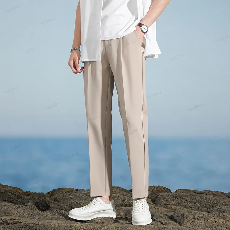 Brand Clothing Smooth Soft Suit Pants Men Business Korean Formal Office Banquet Wedding Long Trousers Male Plus Size 40 Gift