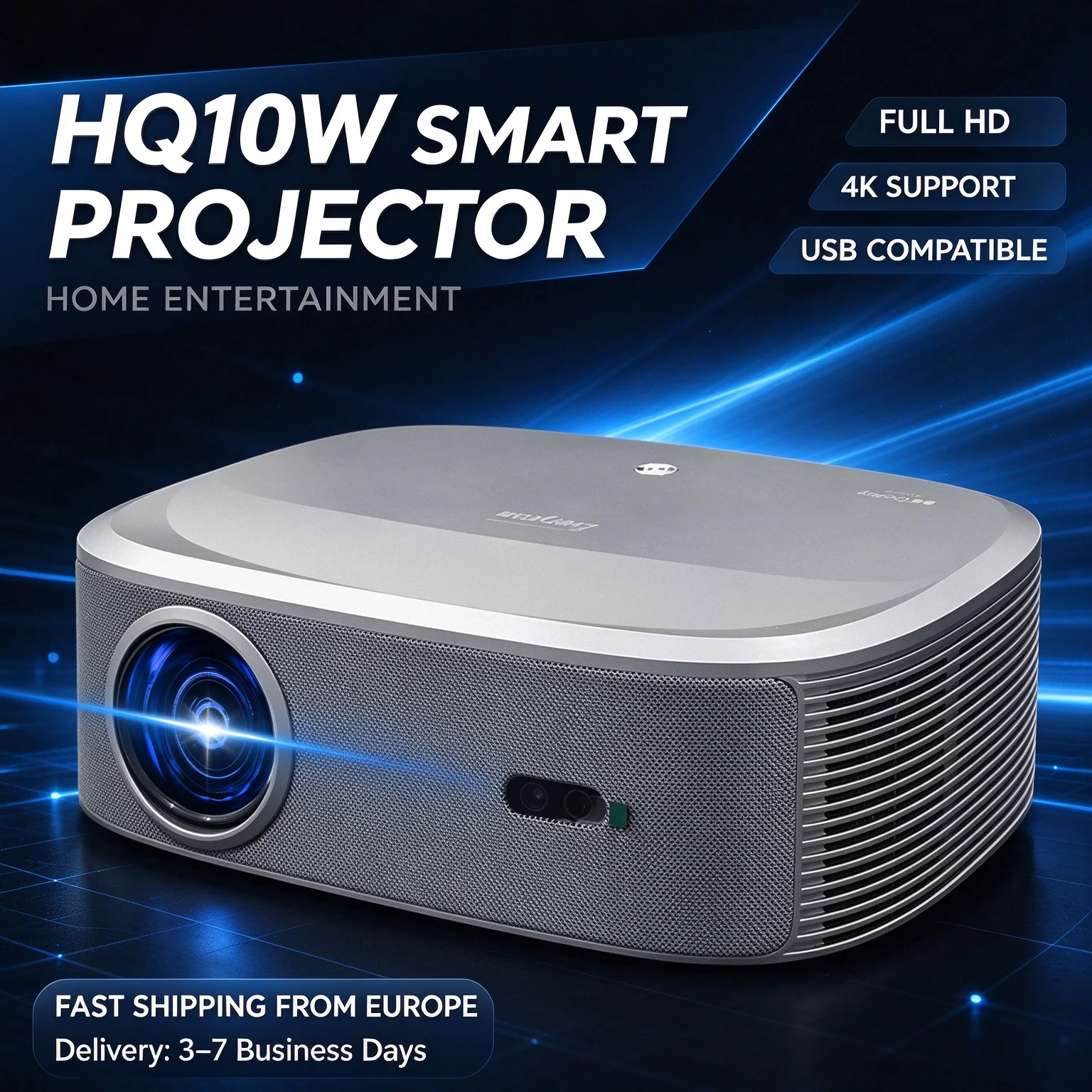 Proyector inteligente para Android TV, modelo Everycom HQ10W, con 26000 lúmenes, resolución Full HD 1080P nativa, compatibilidad con