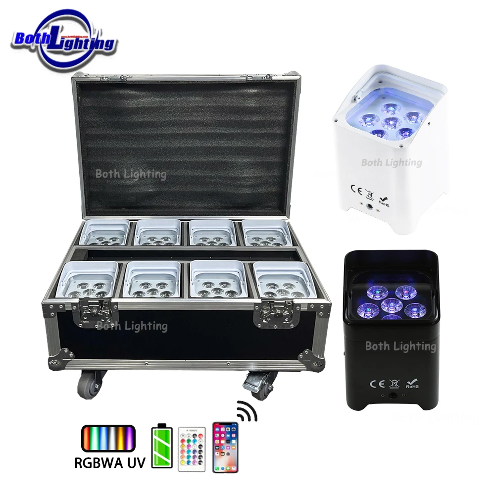 EU Warehouse 8pcs Charging case S6 Uplight 6X18w Led Battery Powered Par Uplight For Wedding Party Stage Light