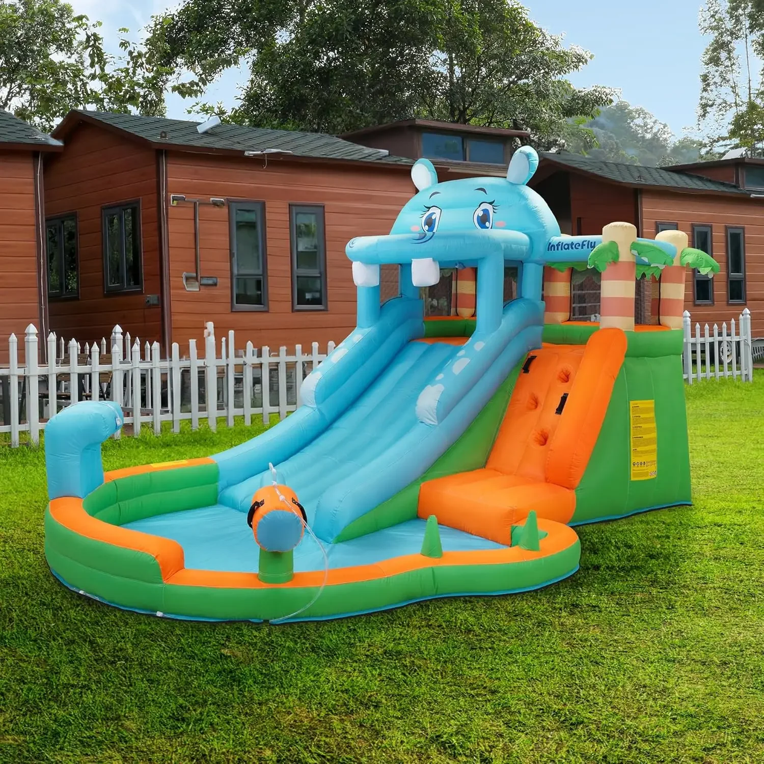 

Bounce House for Kids, Playhouse Castle with Blower, Ball Pit Pool, Climbing Wall, Water Slide for Kids