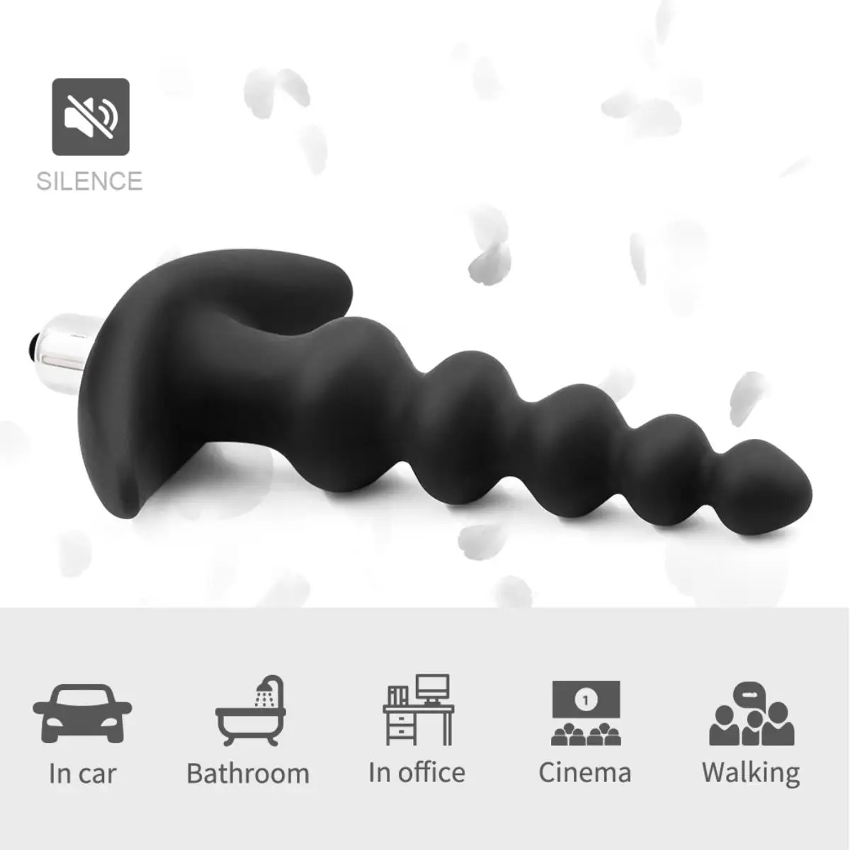 Vibrating Anal Beads Anal   Silicone  with 10 Vibration Modes Anal  Prostate Massager Waterproof Adult Sex Toy for Men, Women and Couples view 4